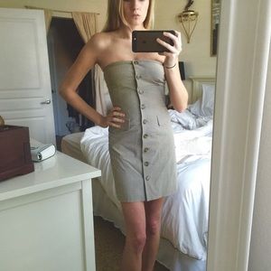 Theory Strapless Gingham Dress